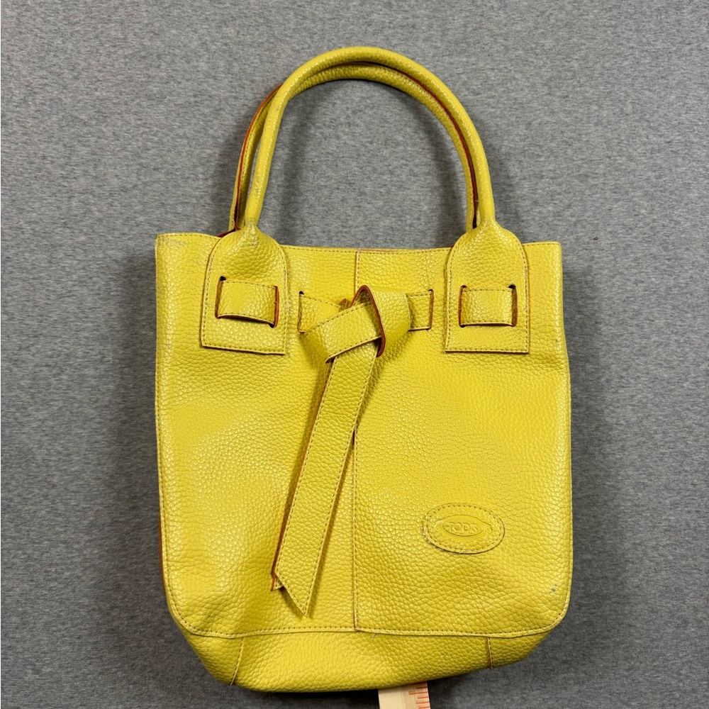 TODS Vintage 2000s Yellow Leather Tote